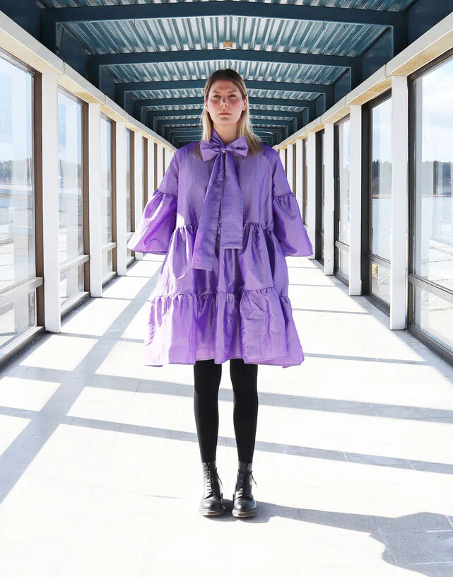 Lush Dress With Bow Collar Lavender