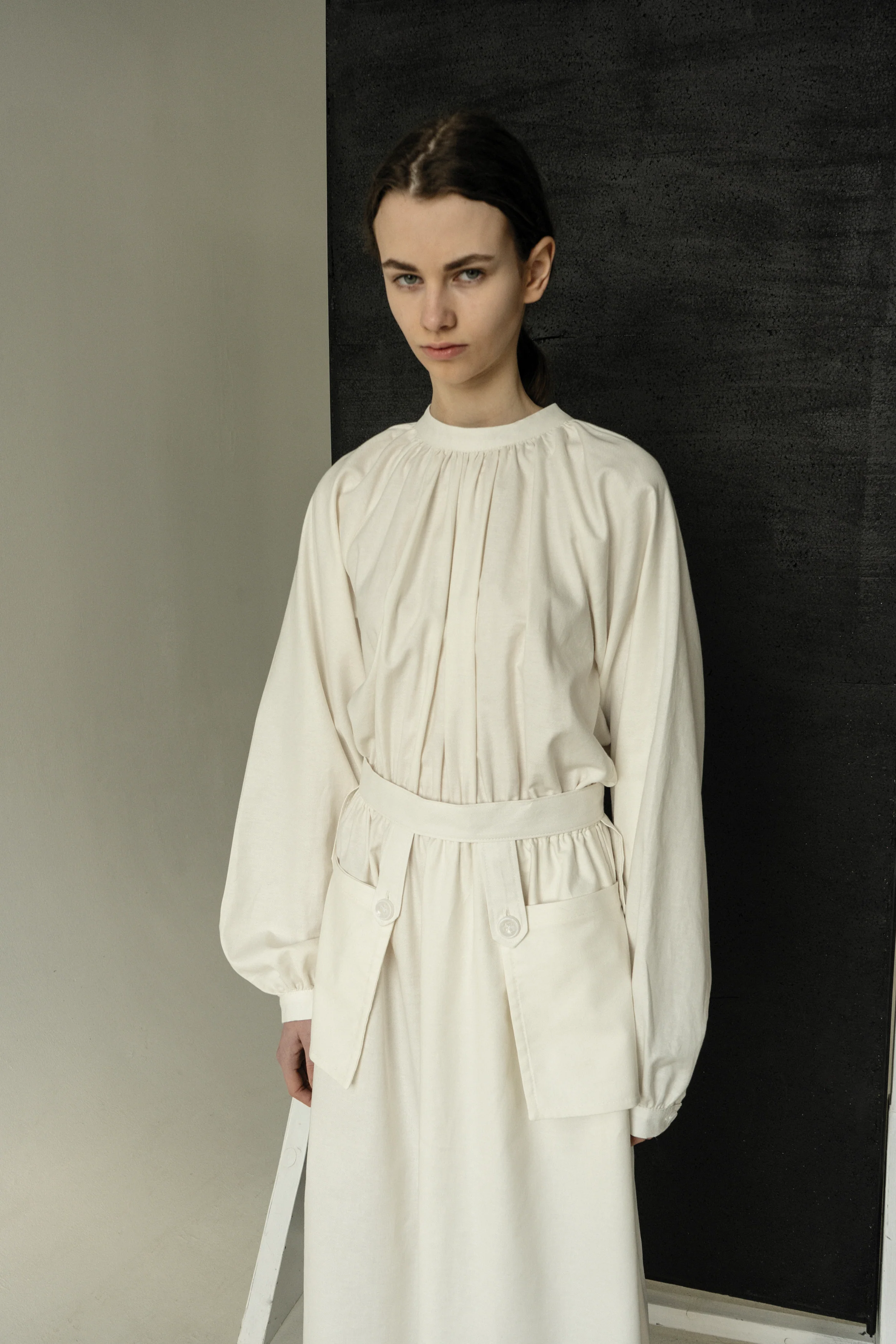 Cream Peasant Open Back Dress