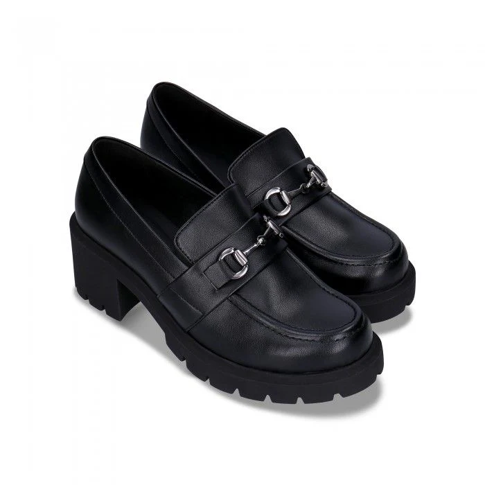 Rais Black Vegan Heel Loafer Moccasin