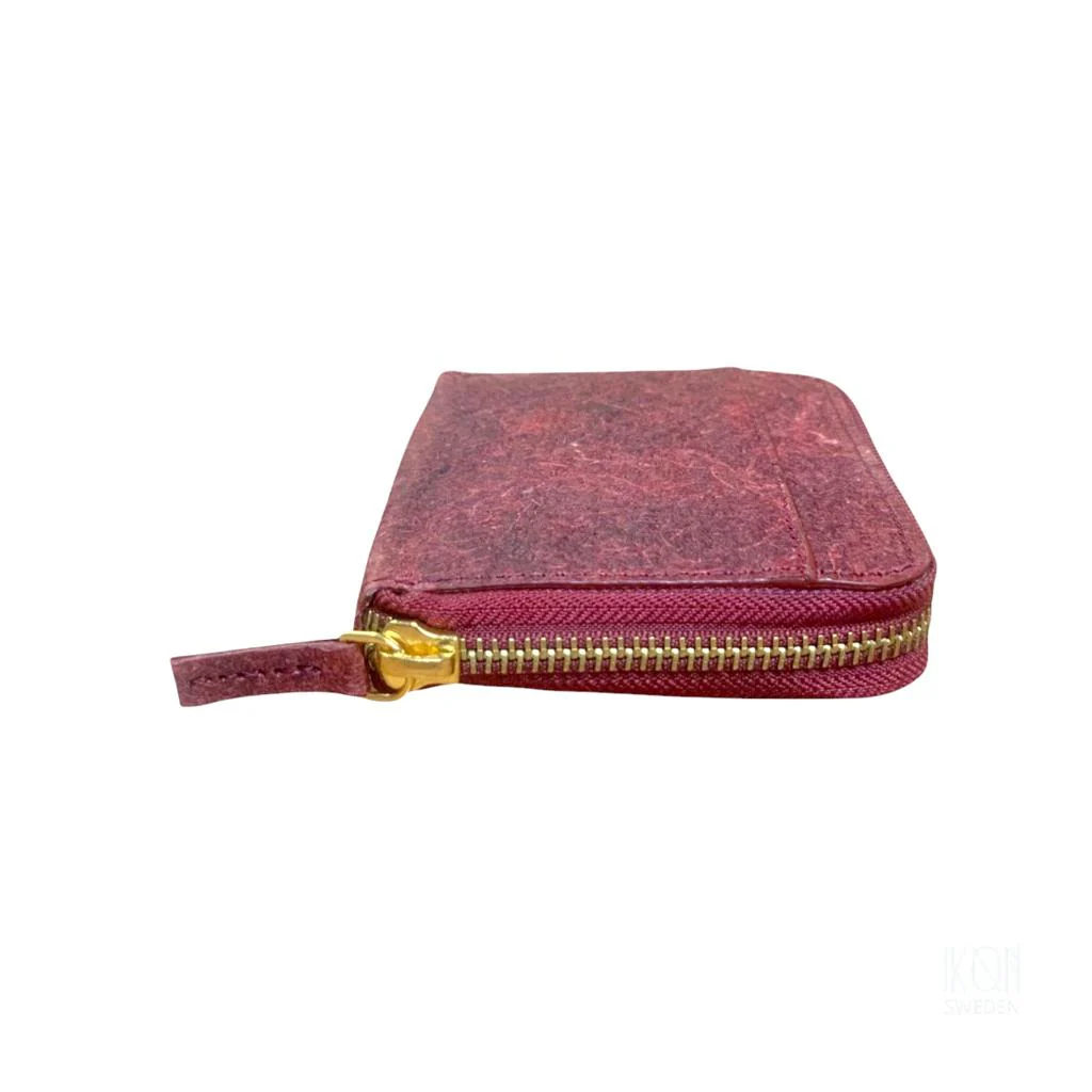 Coconut Leather Zip Wallet Wine Red