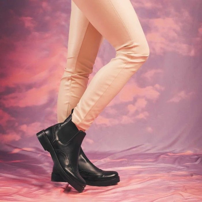Sisi Black Chelsea Boots Vegan Brogue