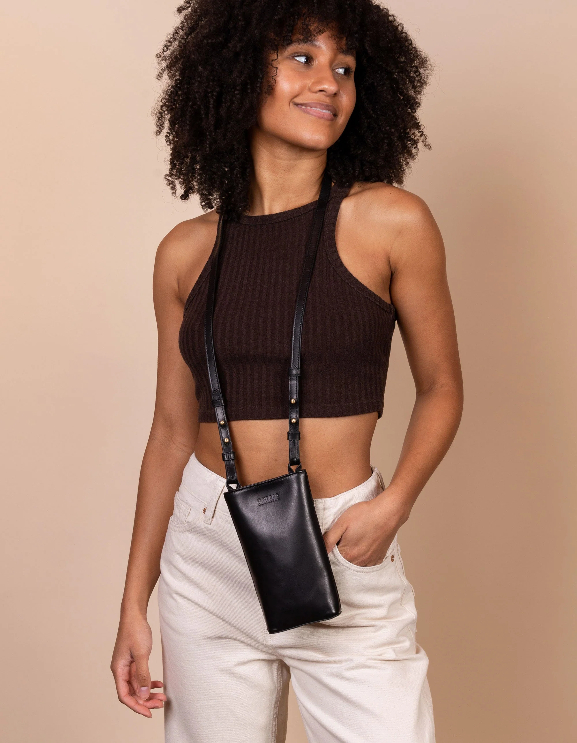 Charlie Phone Bag Classic Leather Black