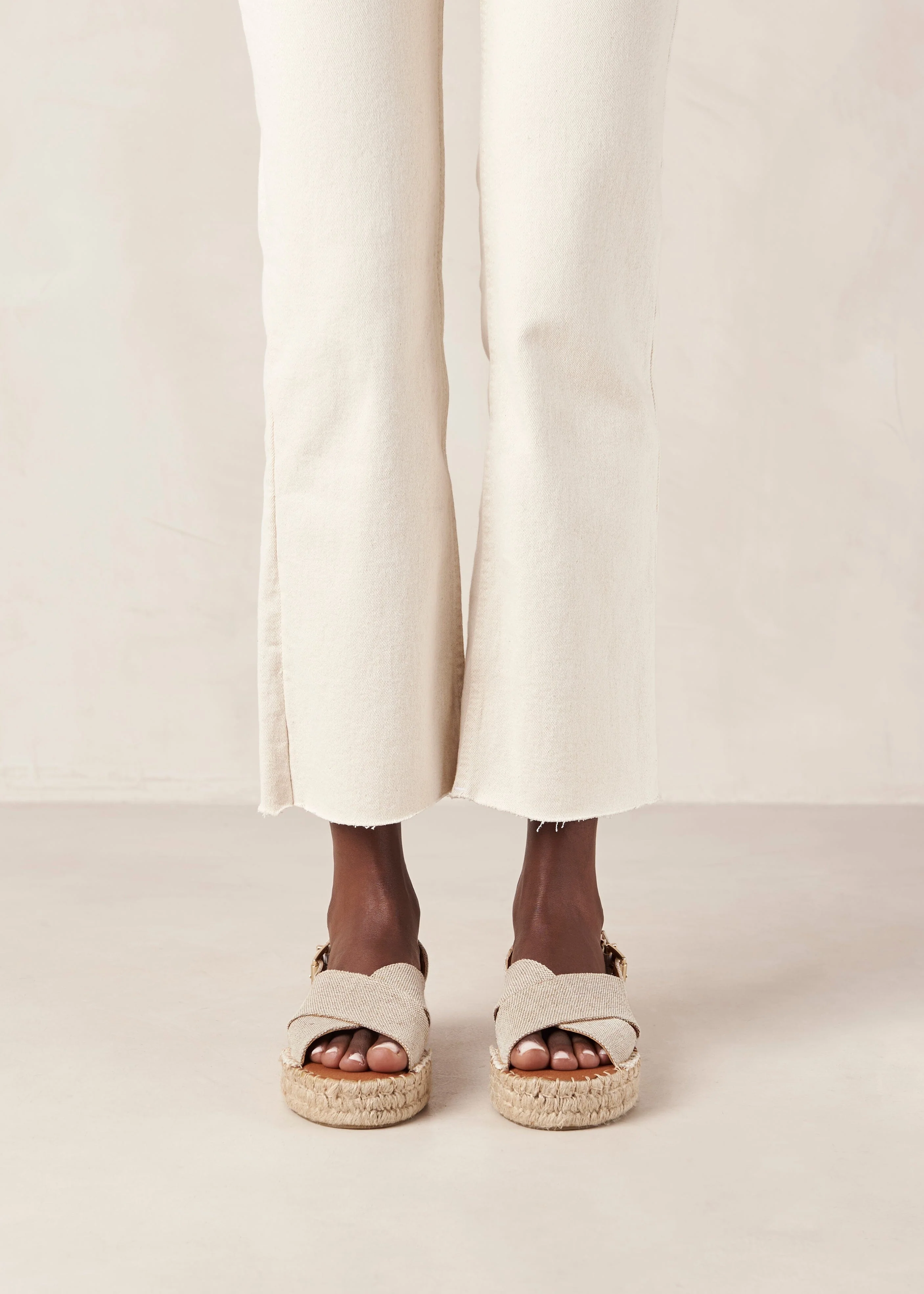 Crossed Espadrille Sandals Beige