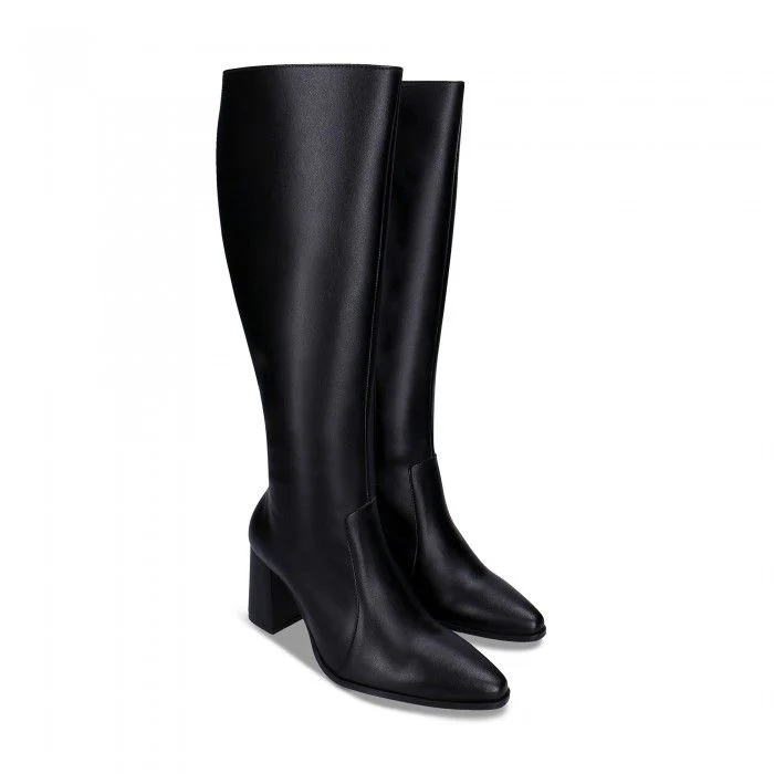 Iona Black High Heel Knee Boots