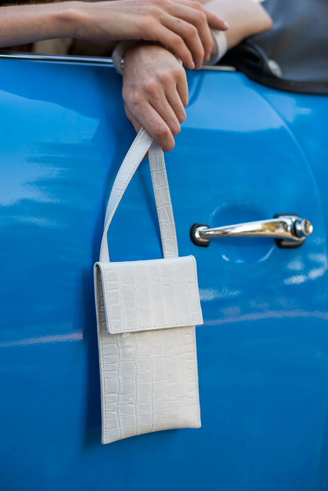 Leandra Mini Shoulder Bag Croco White
