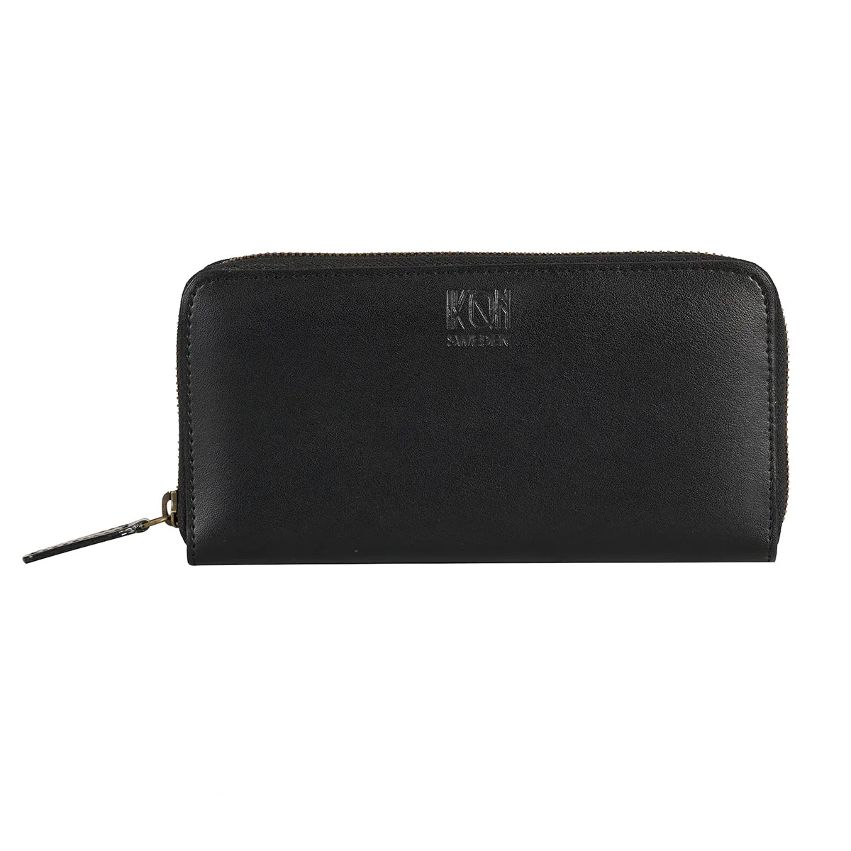 Apple Leather Long Zip Wallet Black