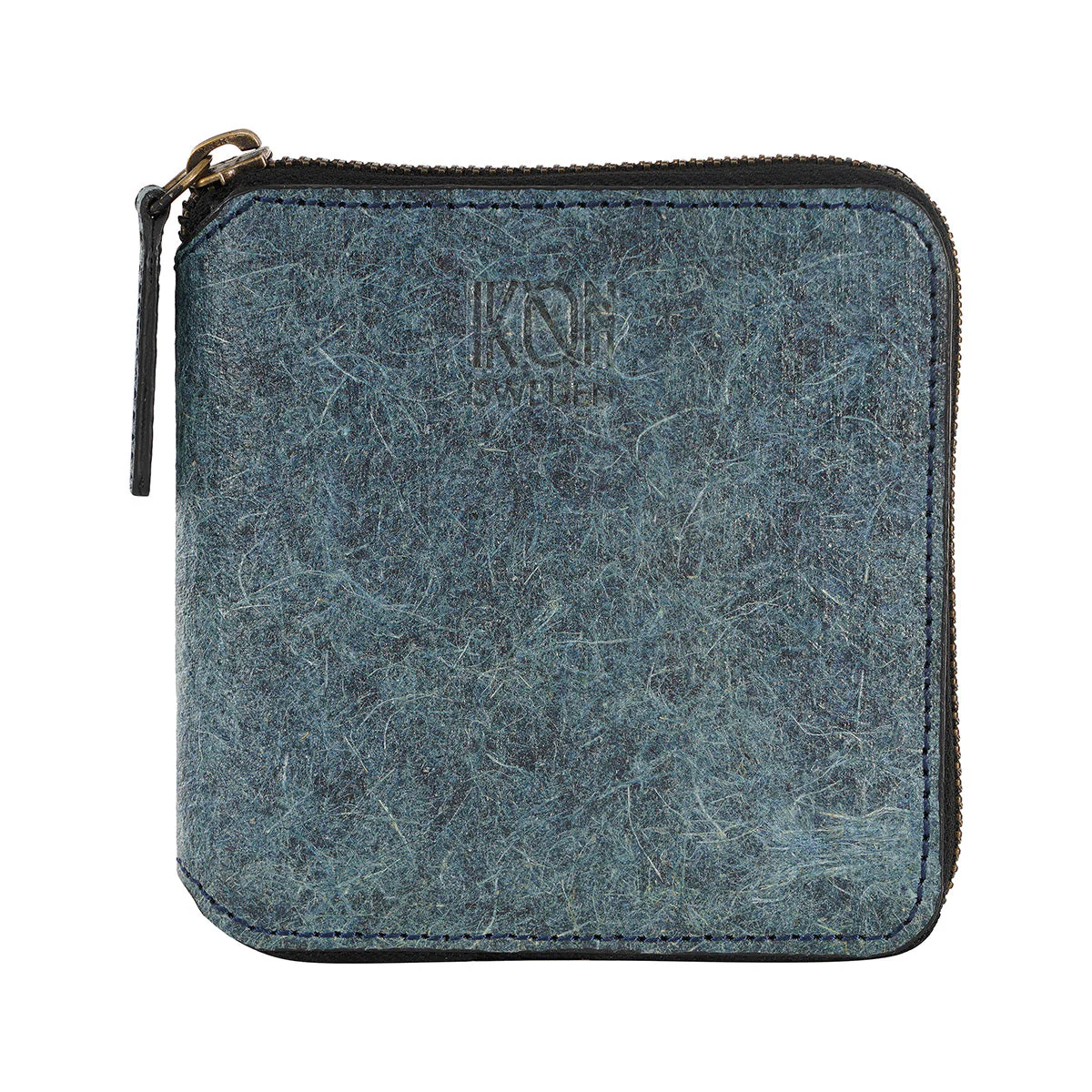 Coconut Leather Small Zip Wallet Dark Indigo