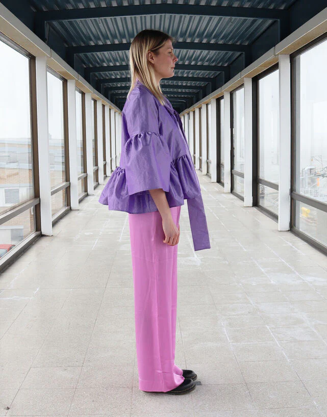 Lush Shirt Bow Collar Lavender