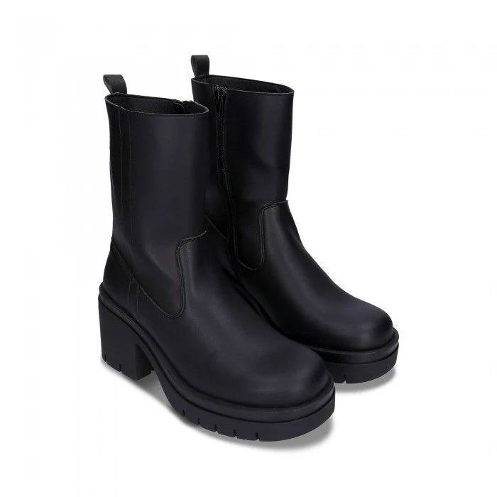 Sima Black Platform Boots Mid-Calf