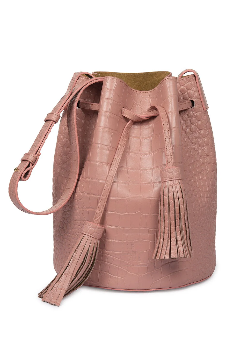 Leandra Bucket Bag Croco Soft Pink