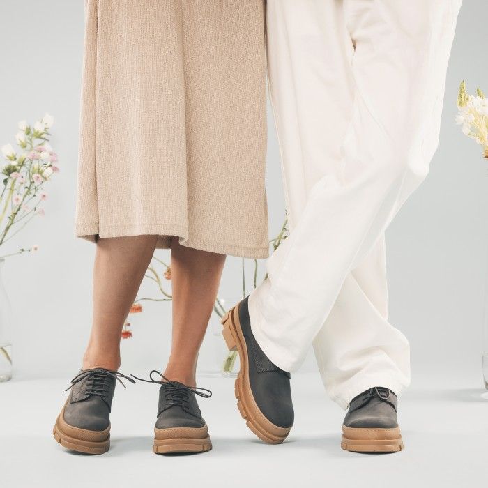 Arum Grey Chunky Derby Vegan Shoes