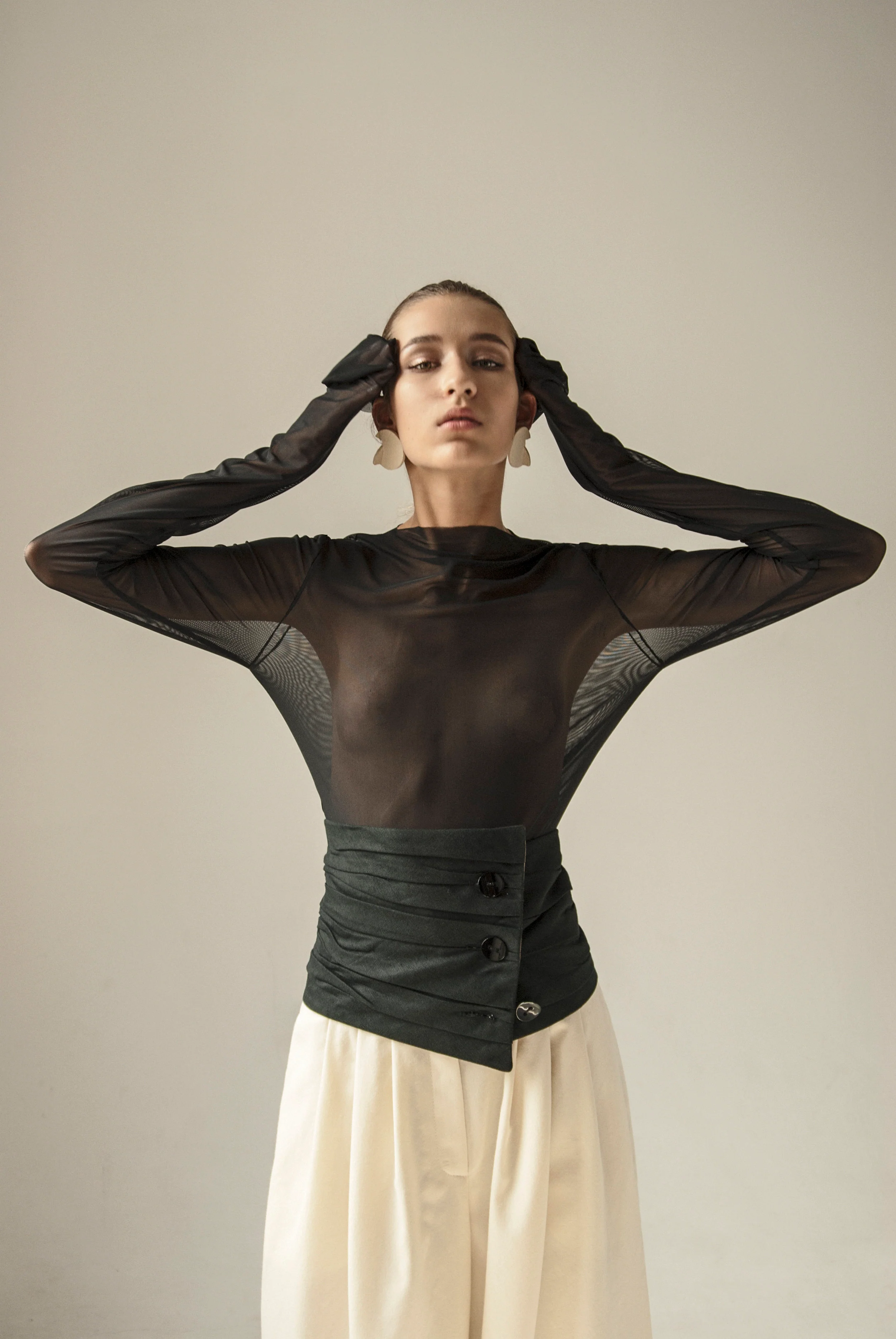 Transparent Endless Sleeves Top Black