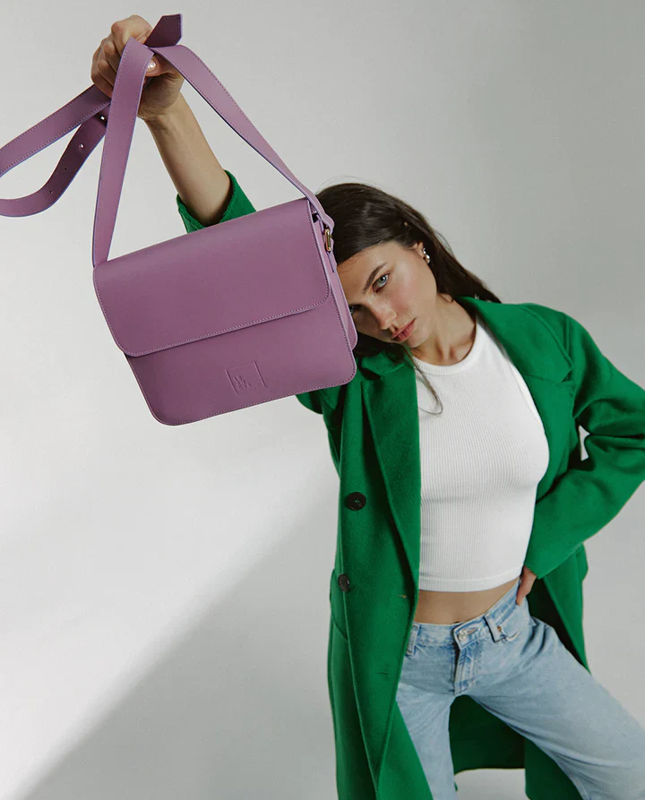 Squere Leather Shoulder Bag Malva