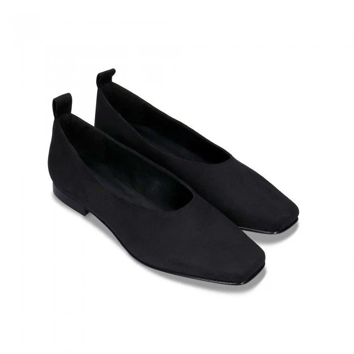 Melita Black Vegan Ballerina Flat Heel