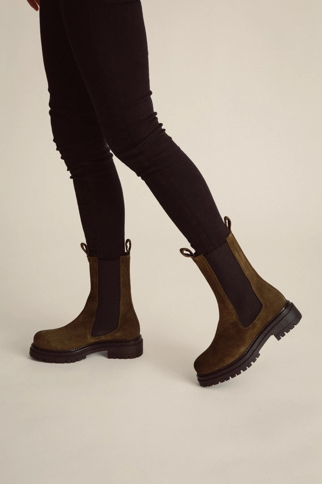 Khaki Chelsea High Boots