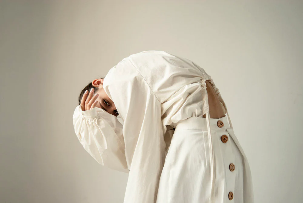 Wooden Buttons Skirt White