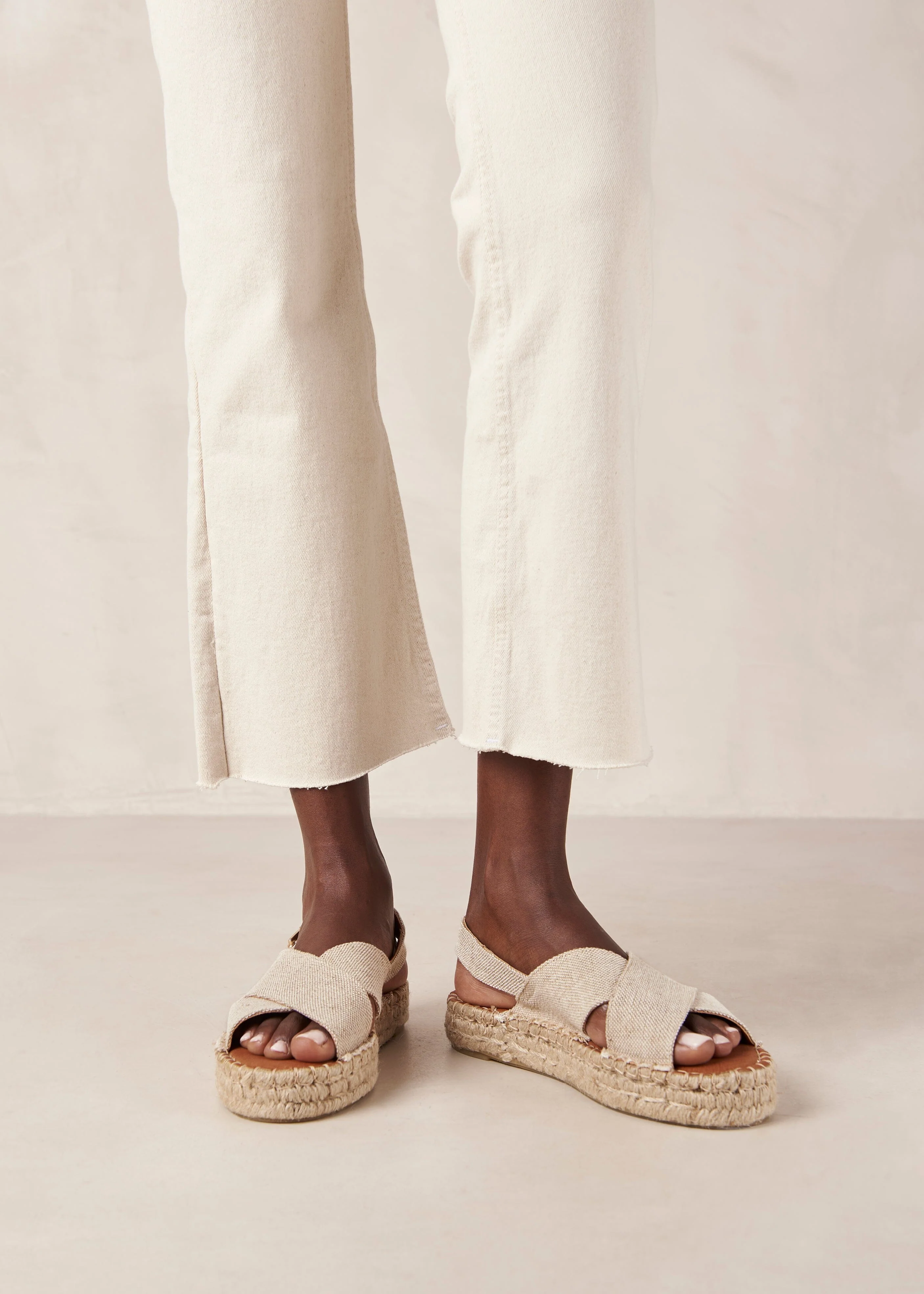 Crossed Espadrille Sandals Beige