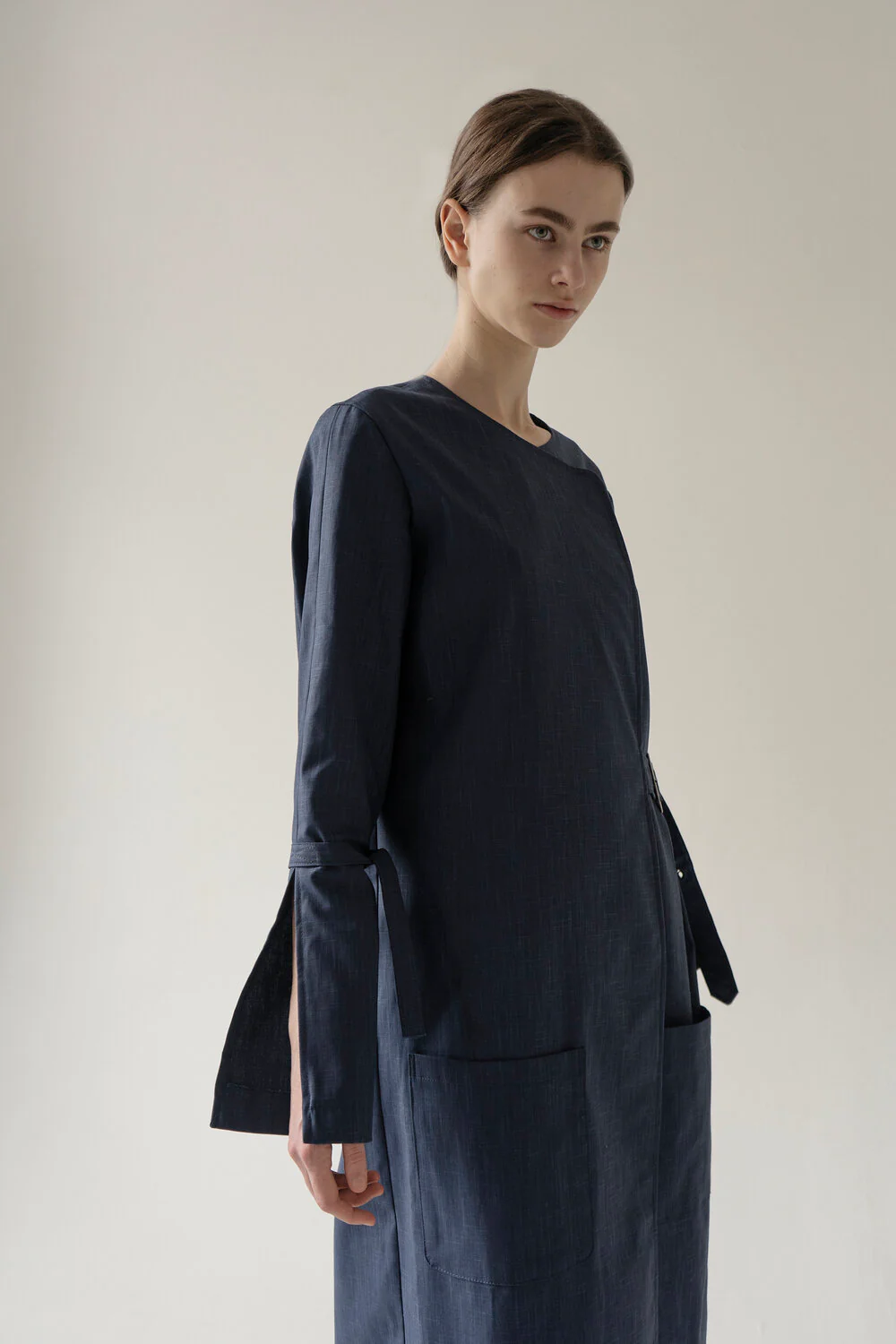 Long Belted Dress Navy