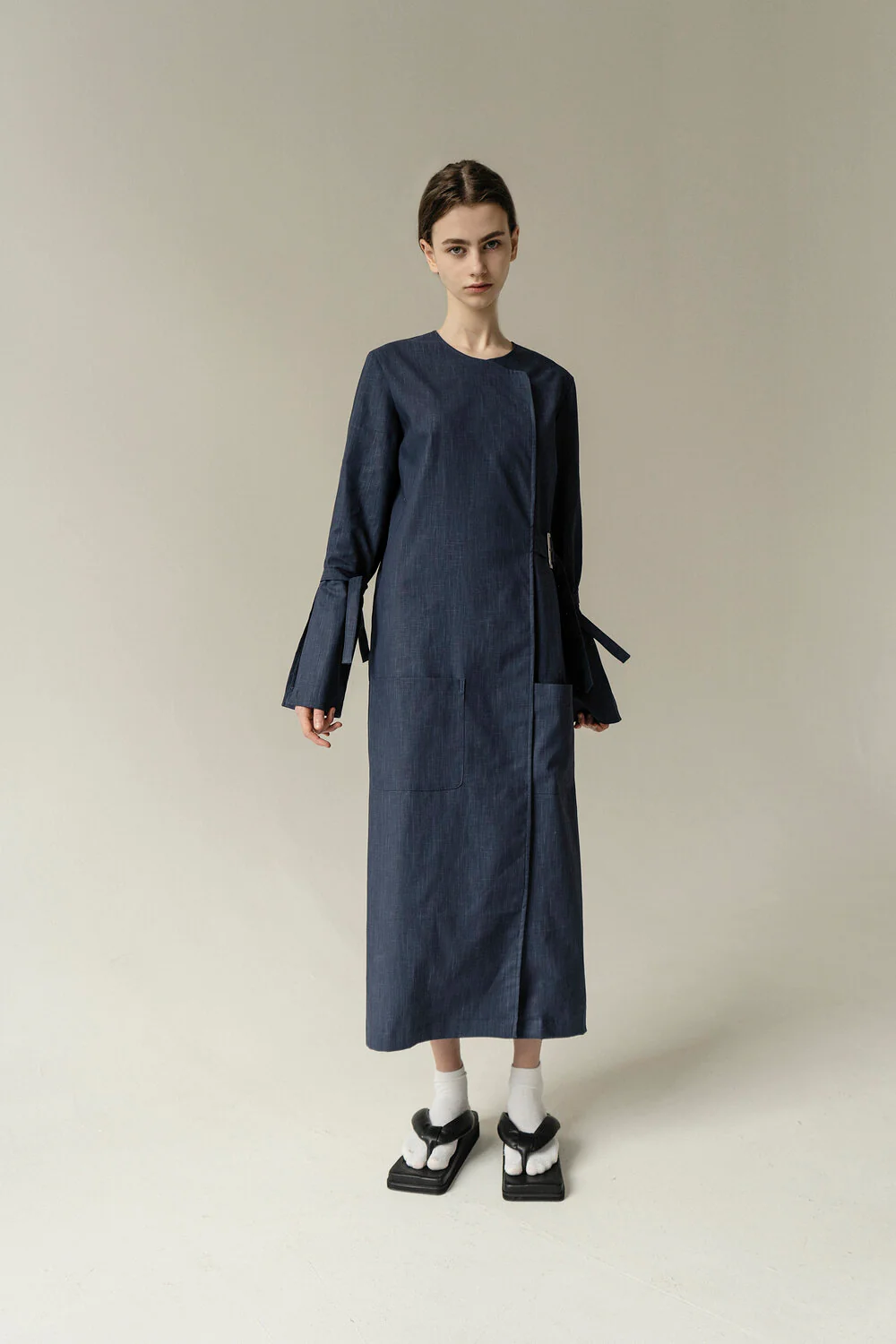 Long Belted Dress Navy