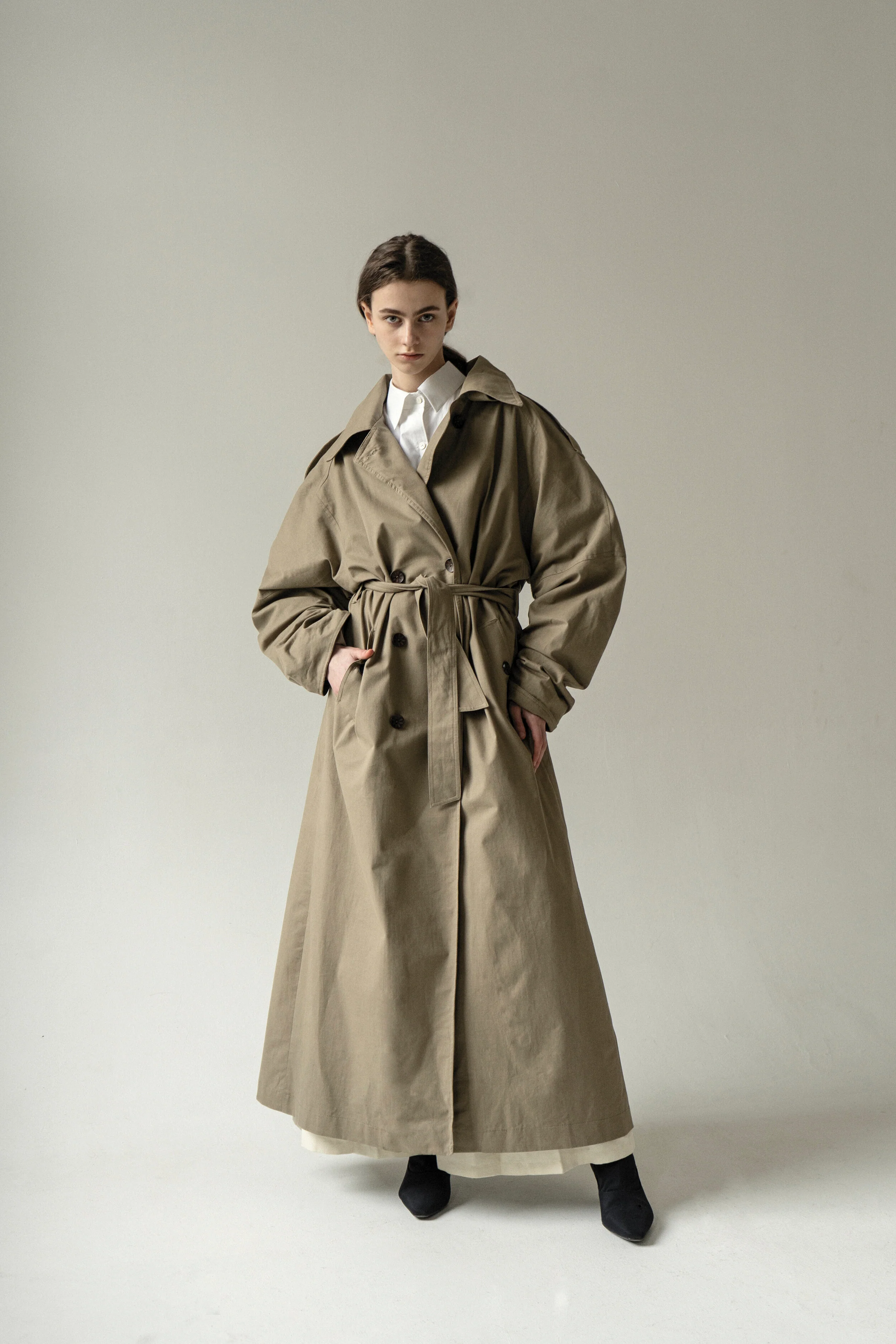 Olive Pointed Collar Luna Trench