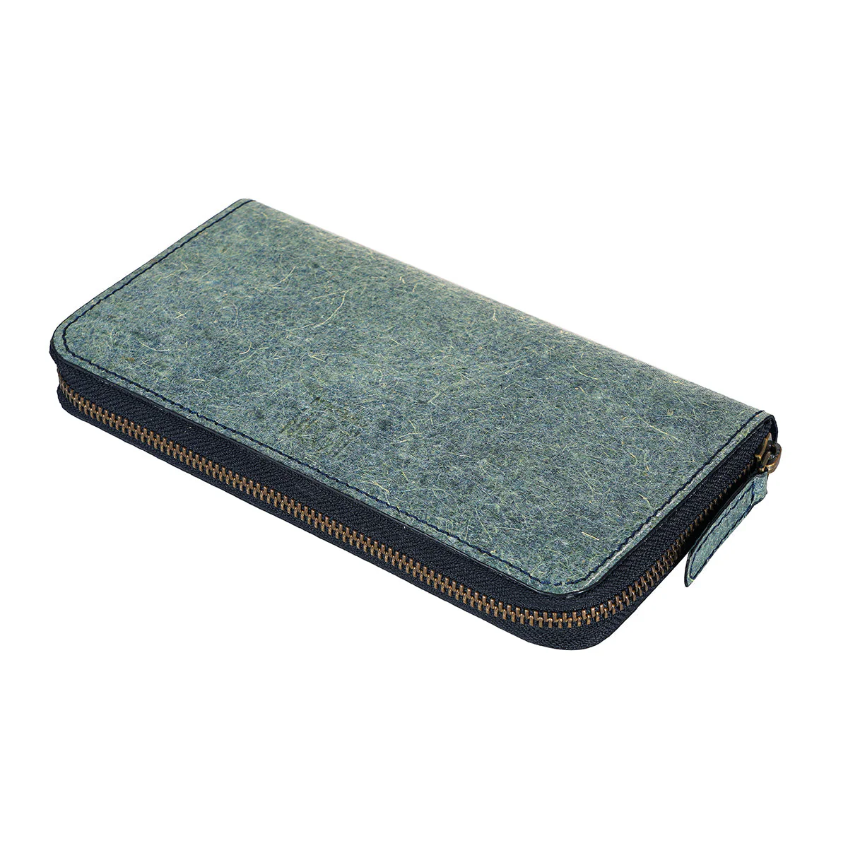 Coconut Leather Long Zip Wallet Ocean Green