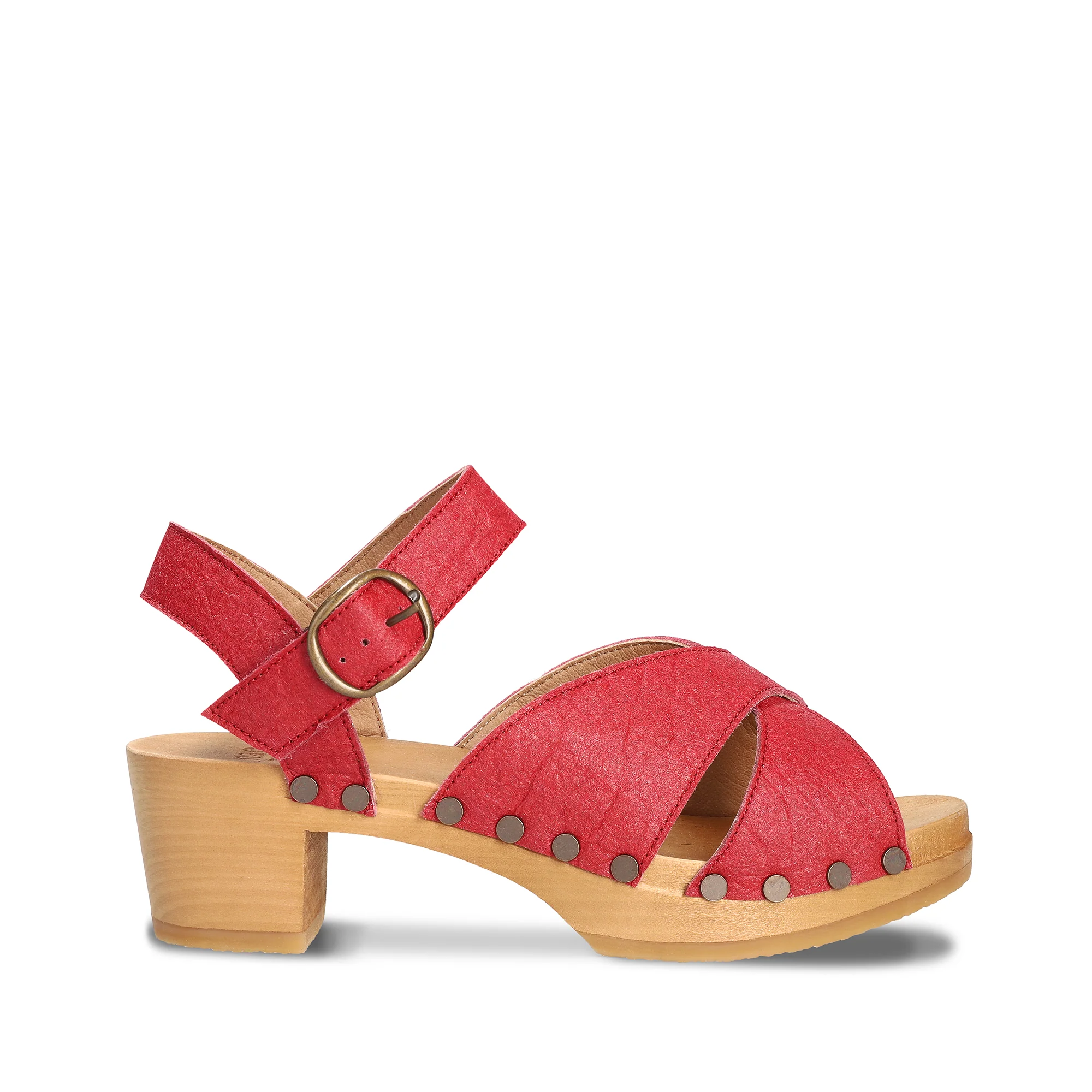 Magnolia Red Piñatex Vegan Heel Sandals