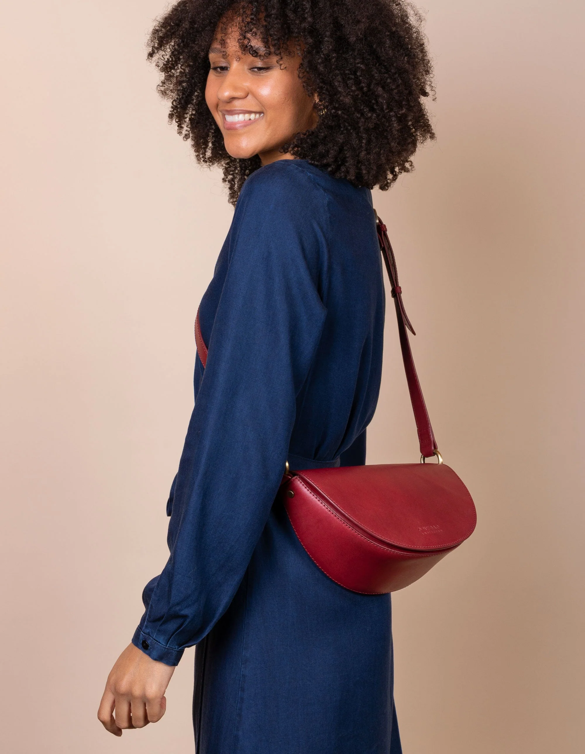 Laura Bag Checkered Classic Leather Ruby