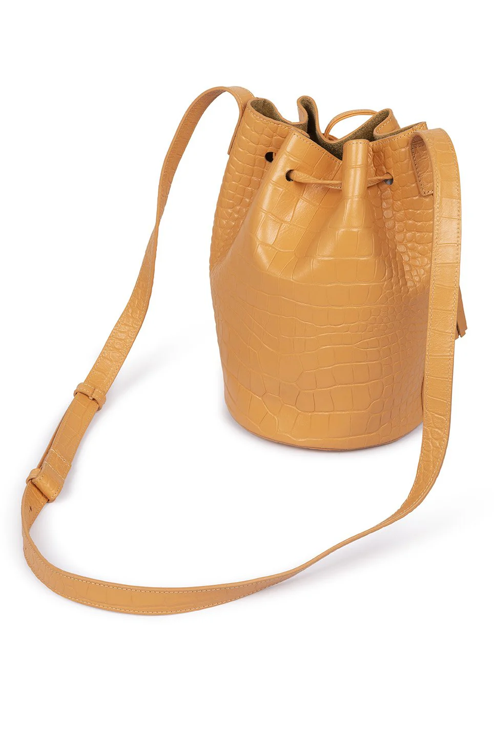 Leandra Mini Bucket Bag Croco Soft Grapefruit