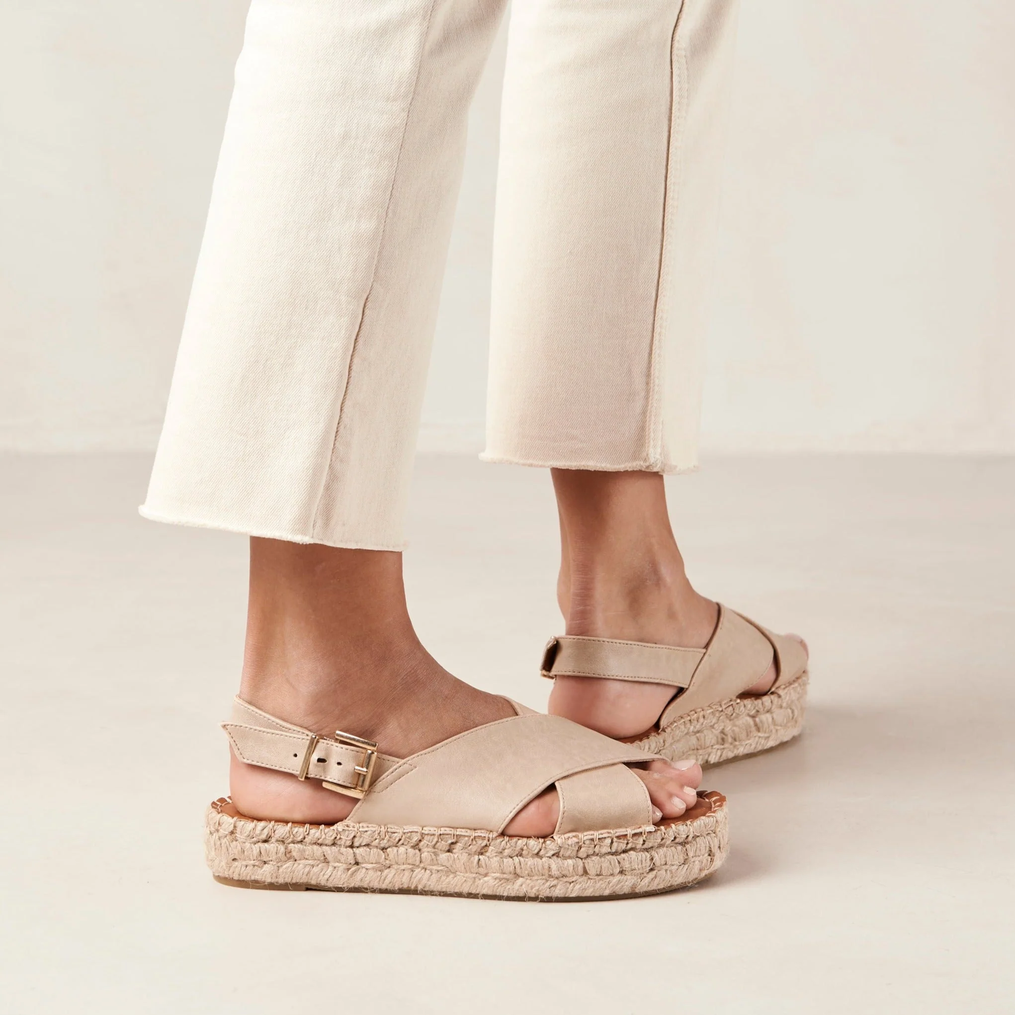 Crossed Espadrilles Cream White