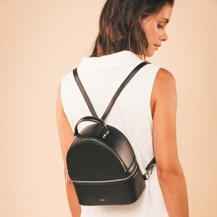 Ame AppleSkin Backpack Zipper Pockets Black