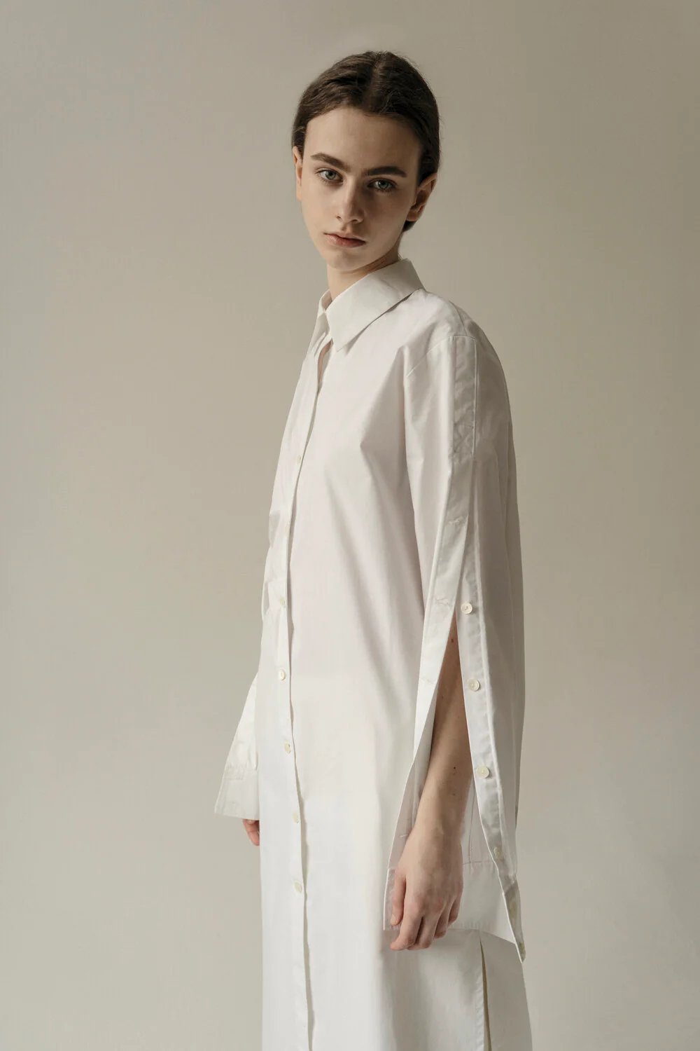 White Sleeves Button Tunic Shirt