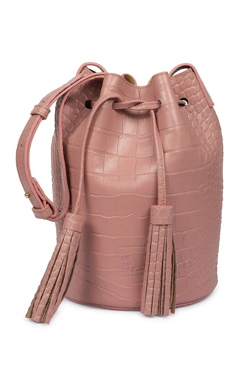 Leandra Mini Bucket Bag Croco Soft Pink
