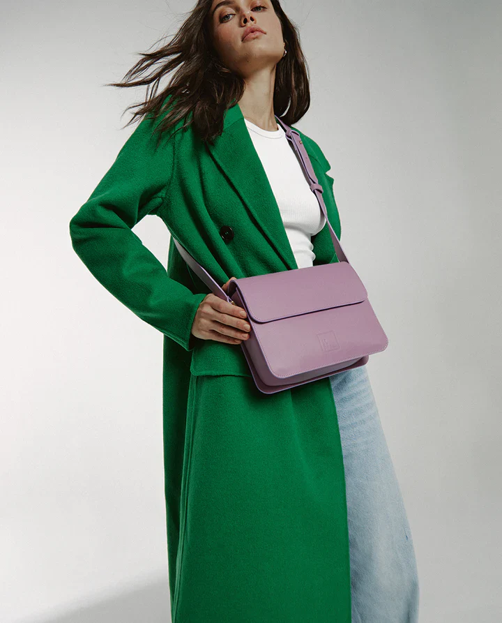 Squere Leather Shoulder Bag Malva
