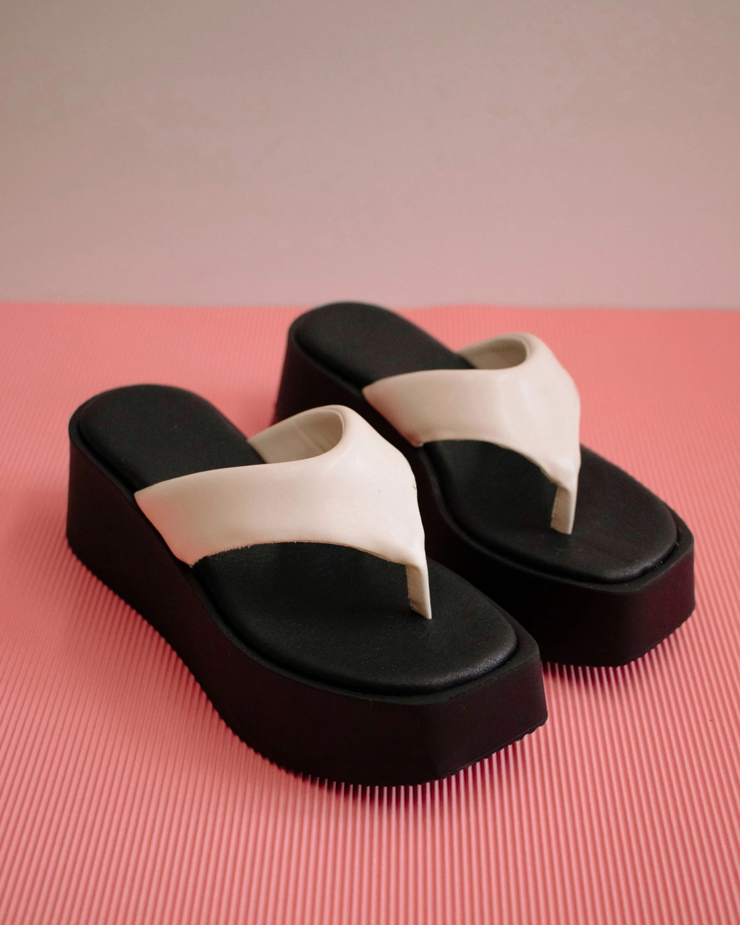 Pancake Vegan Leather Sandals Warm White