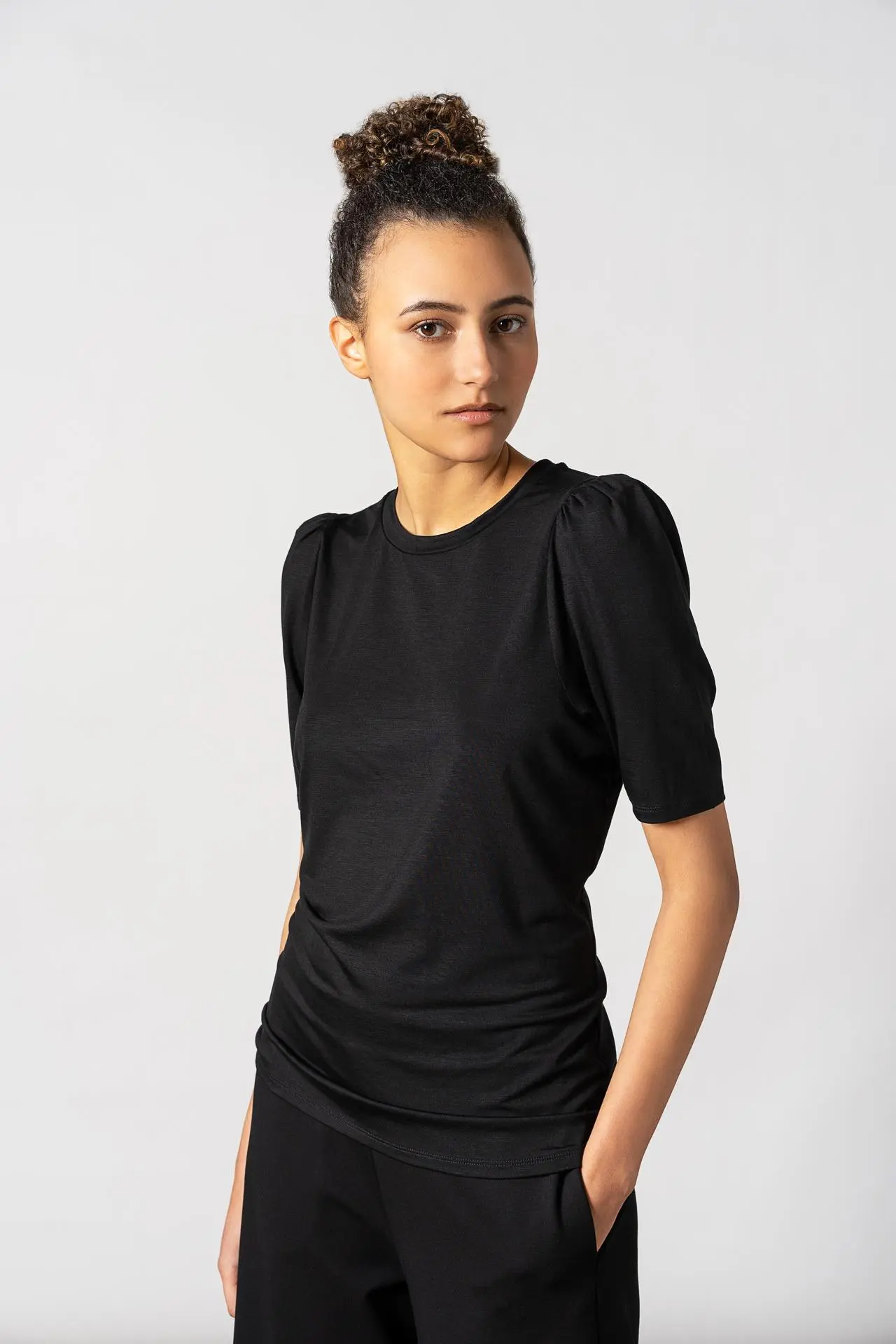 Tu Puff Sleeve Top Black
