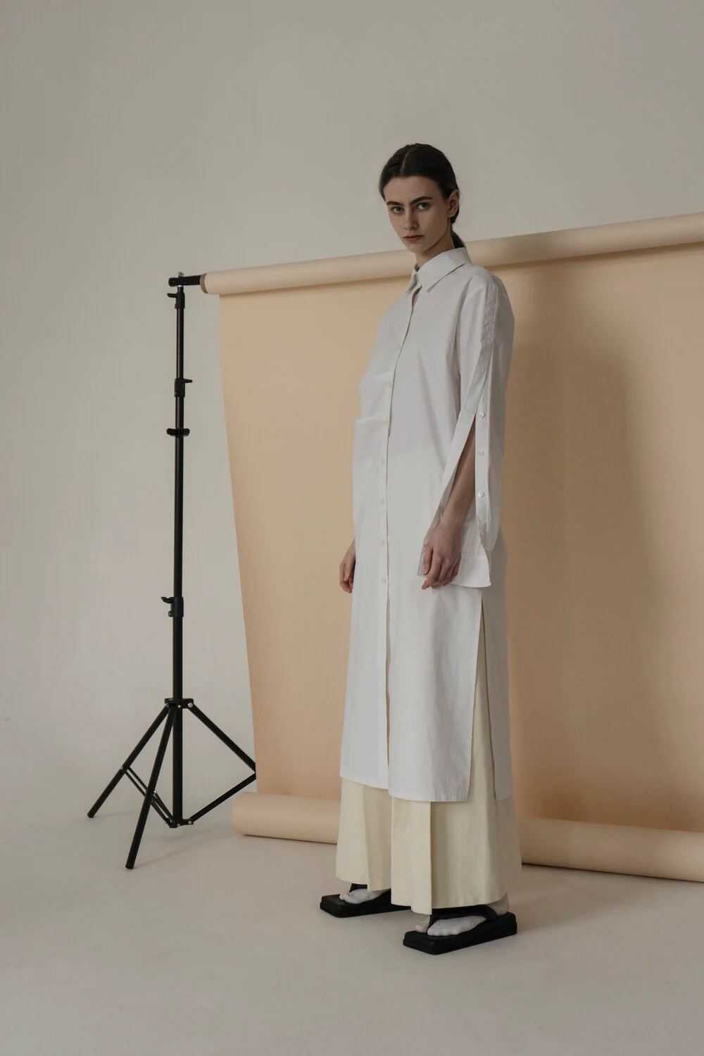 White Sleeves Button Tunic Shirt