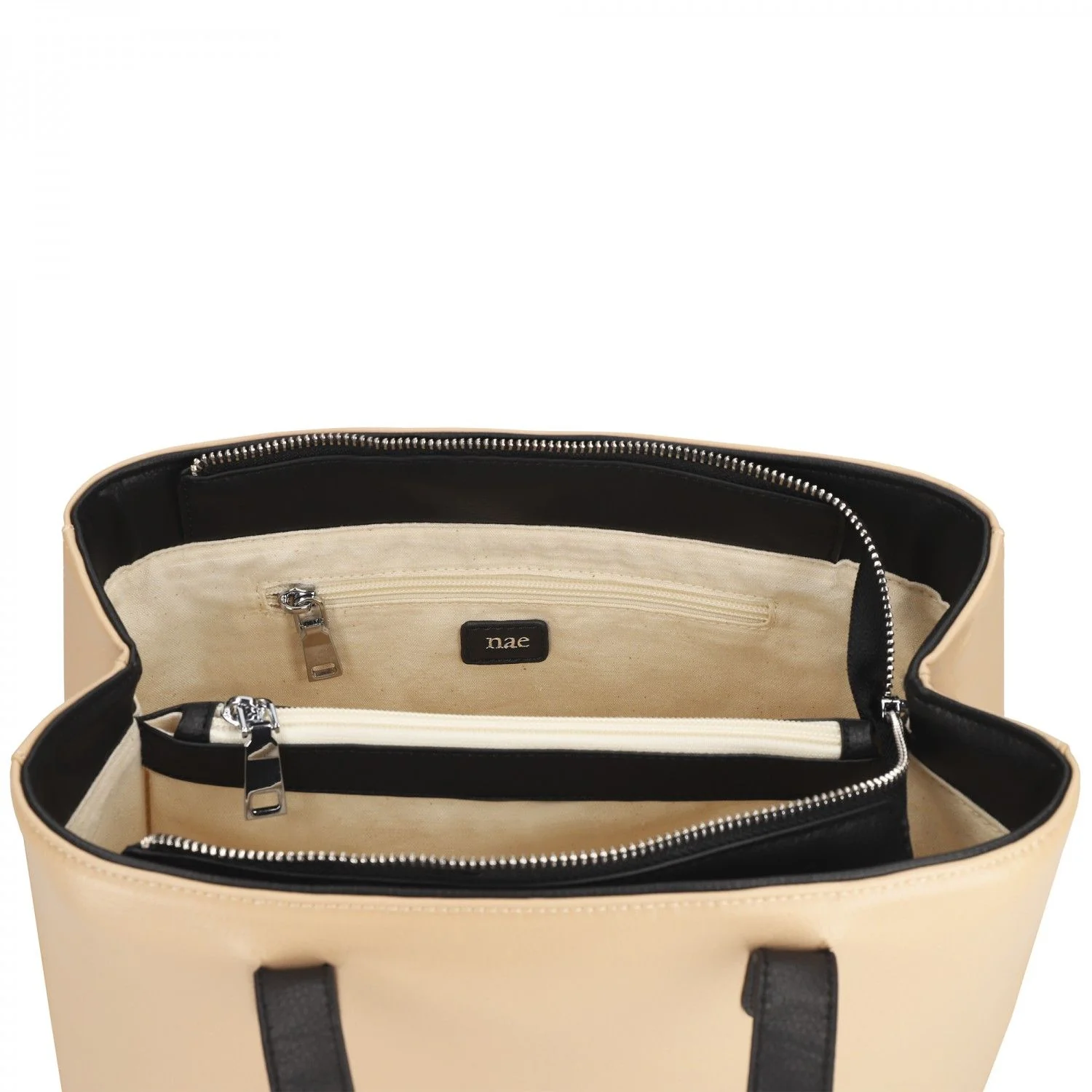 Saya Tote Frame Hand Bag With Two Holdstraps Beige