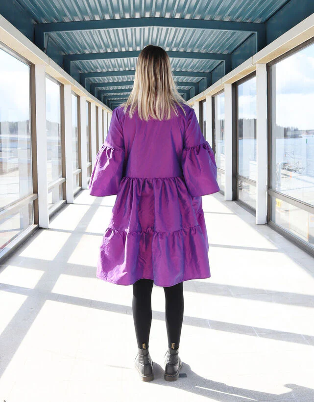 Lush Dress With Bow Collar Purple