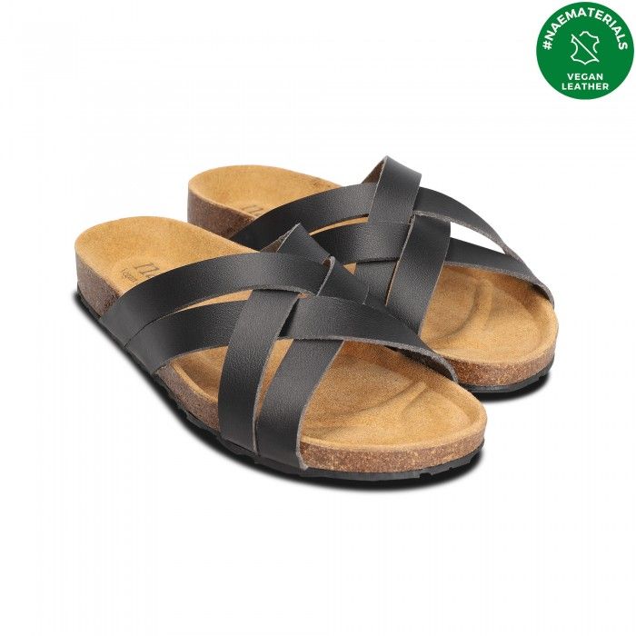 Lilac Black Vegan Ergonomic Cushioned Sandals