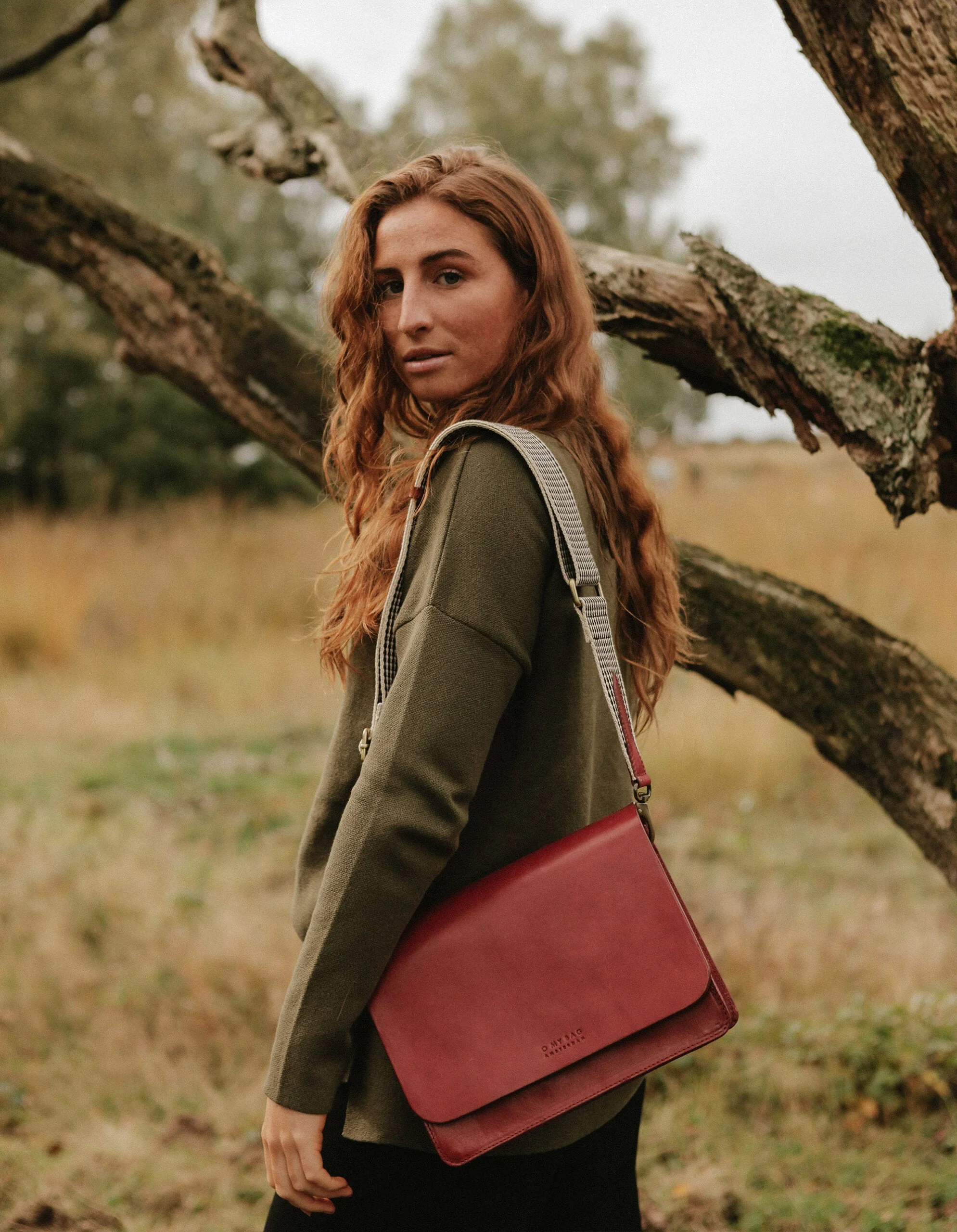 Audrey Ruby Checkered Classic Leather