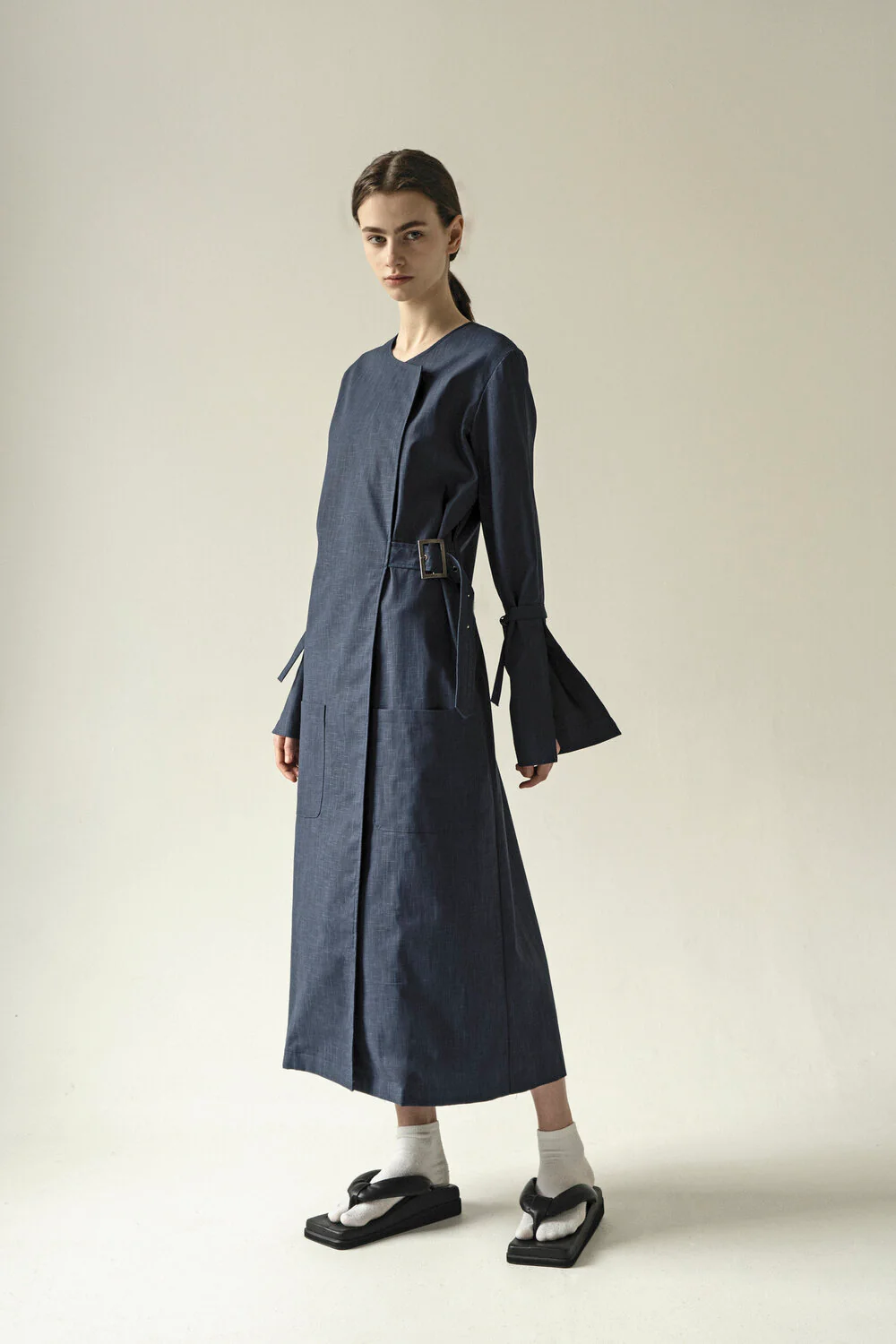 Long Belted Dress Navy