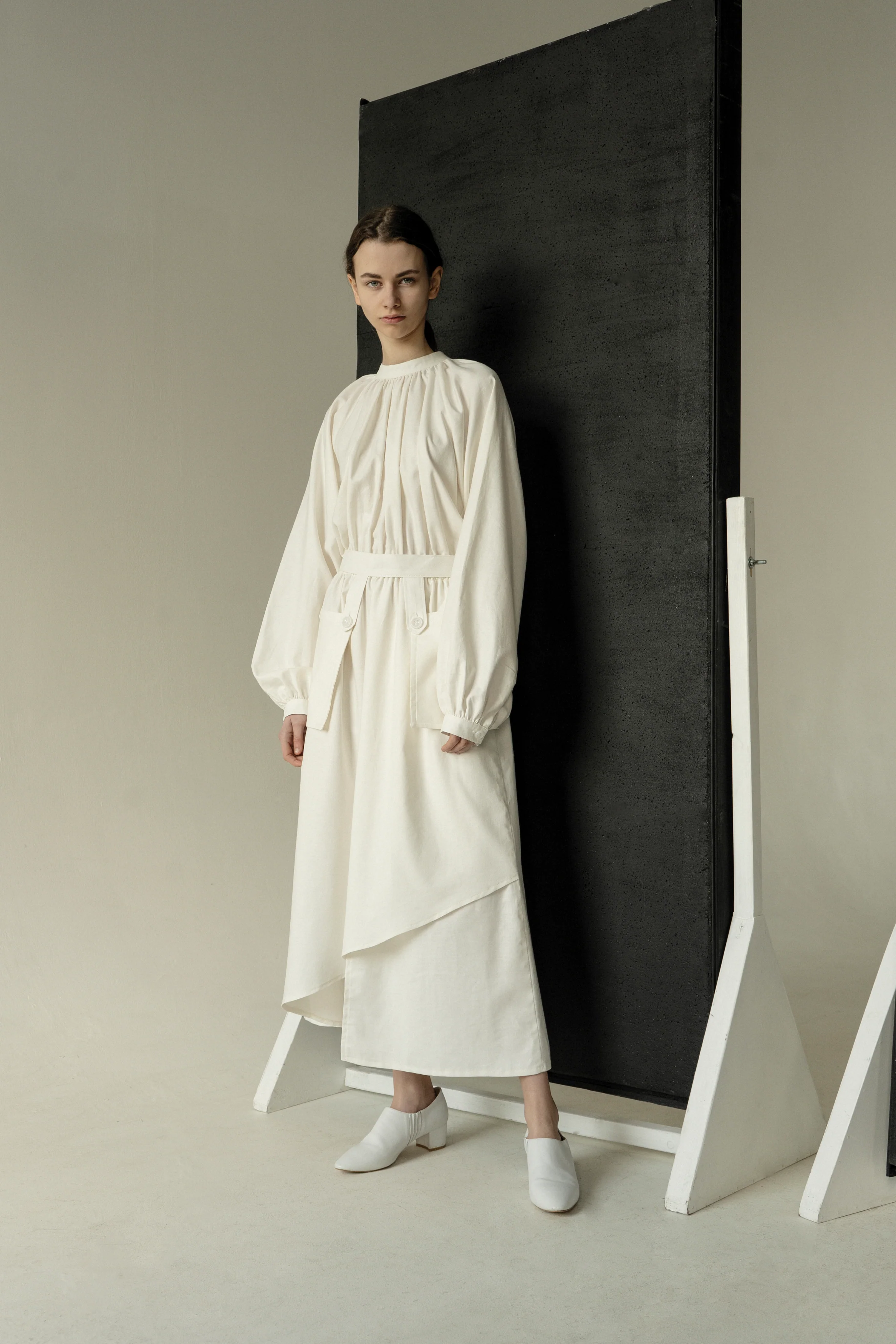 Cream Peasant Open Back Dress