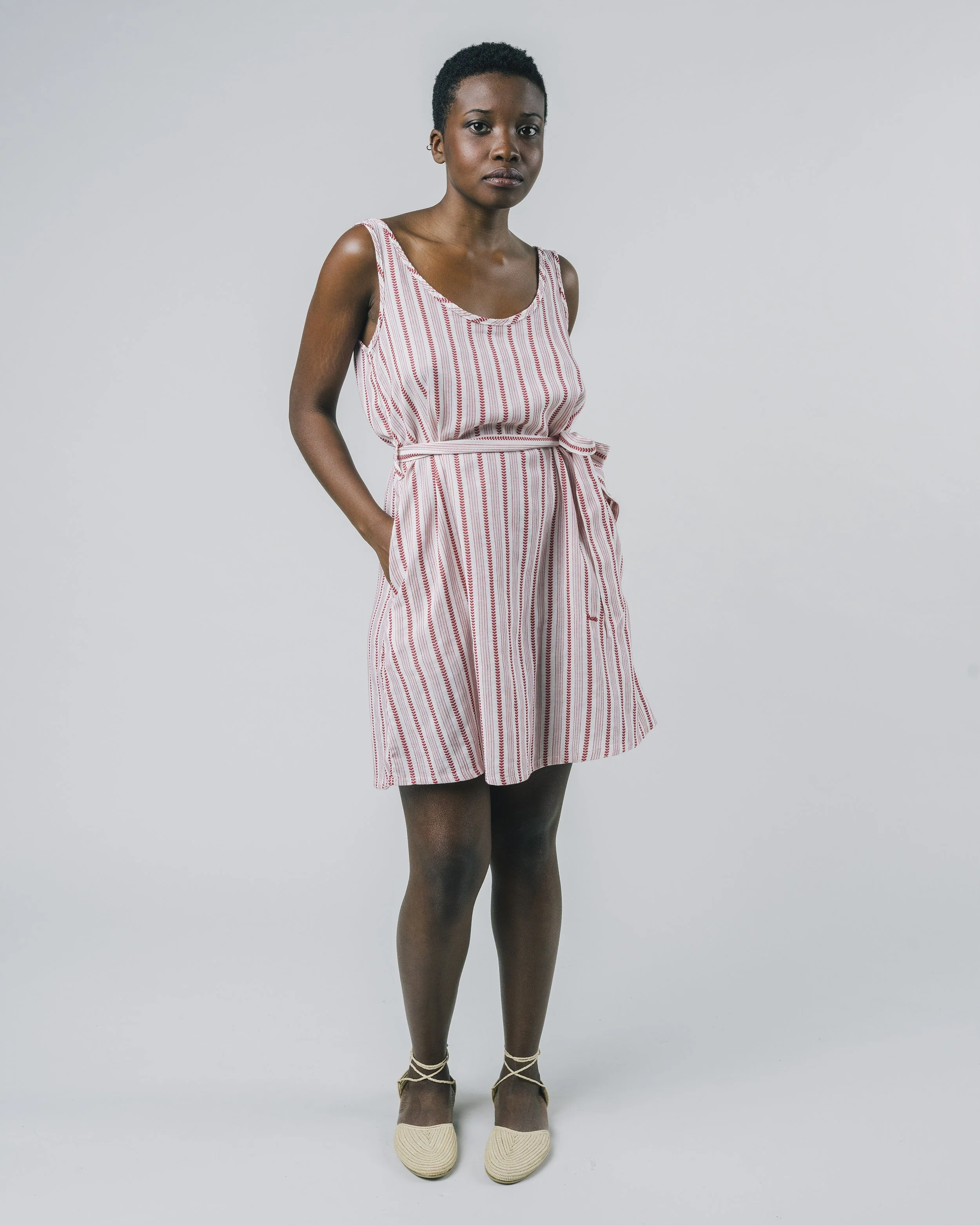 Ethnic Stripe Dress Red