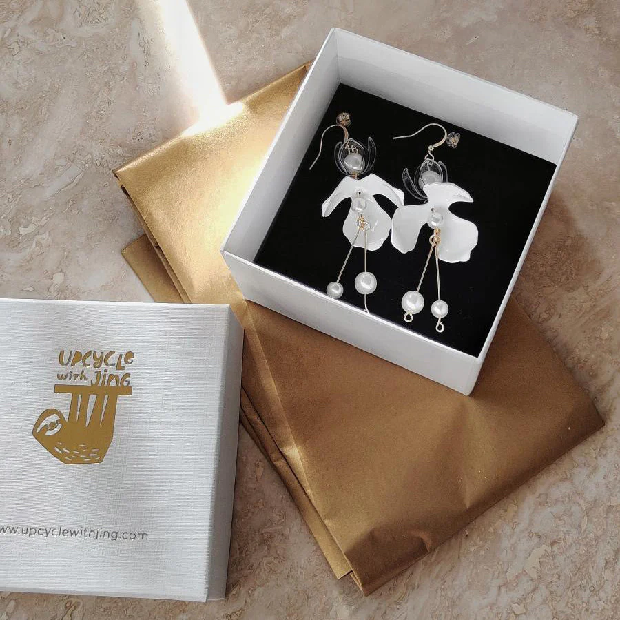 Eco-Friendly Snow Fairy Drop Earrings White