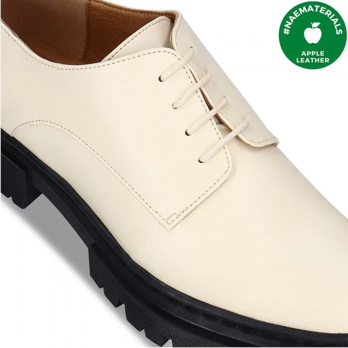 Megan White Vegan Derby Shoes
