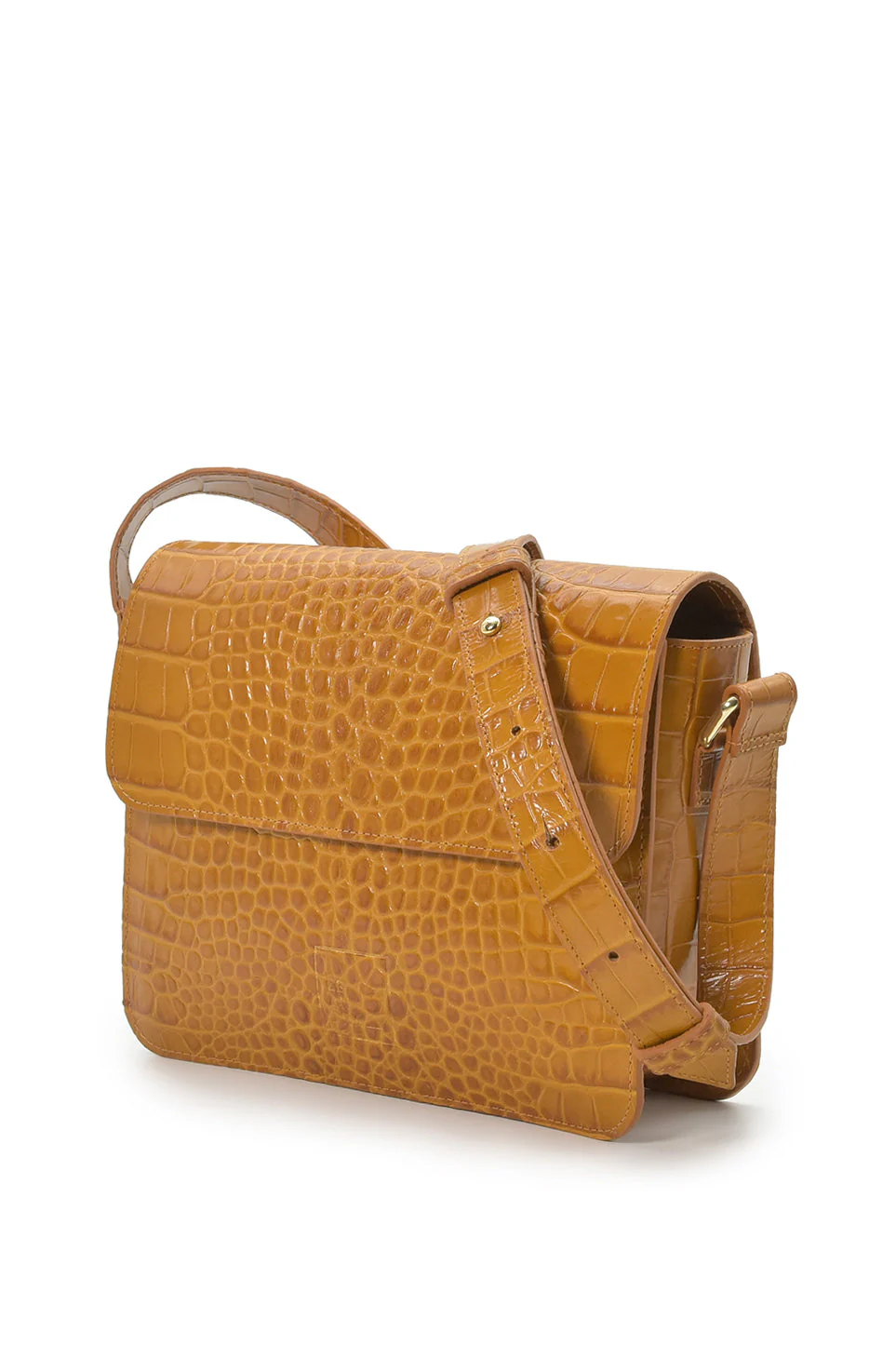 Squere Leather Shoulder Bag Camel