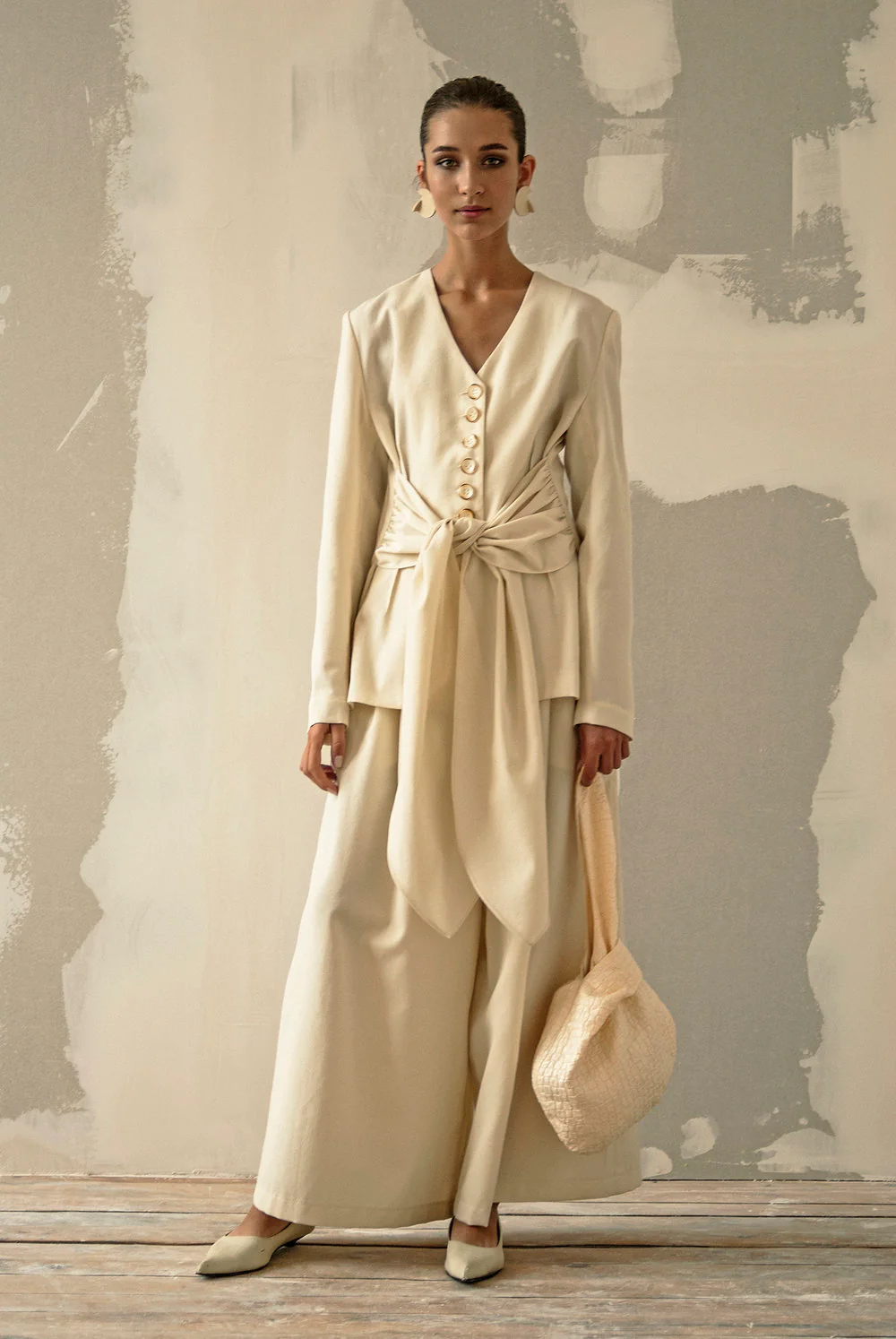 Cream Wool Knot Suit