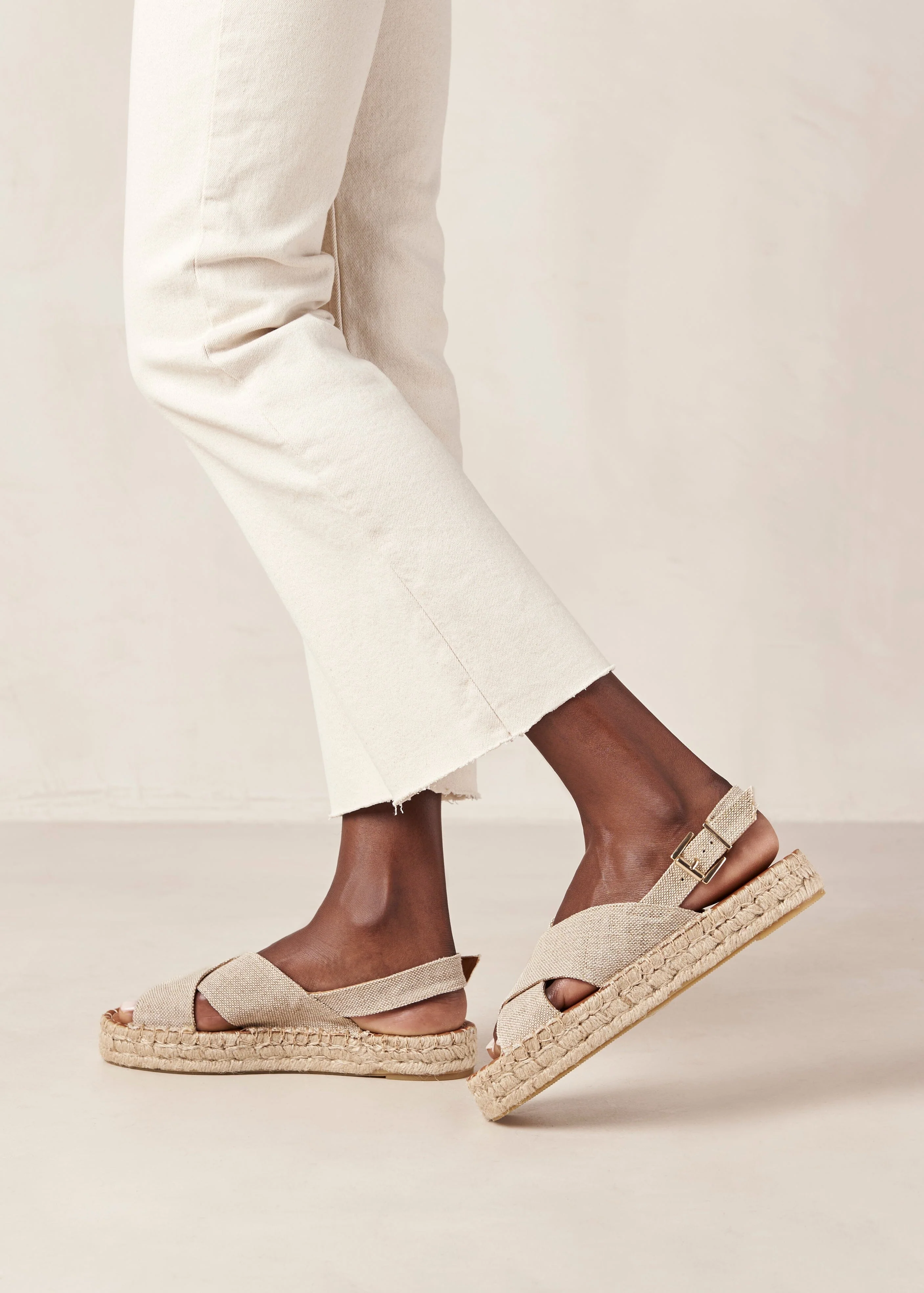 Crossed Espadrille Sandals Beige