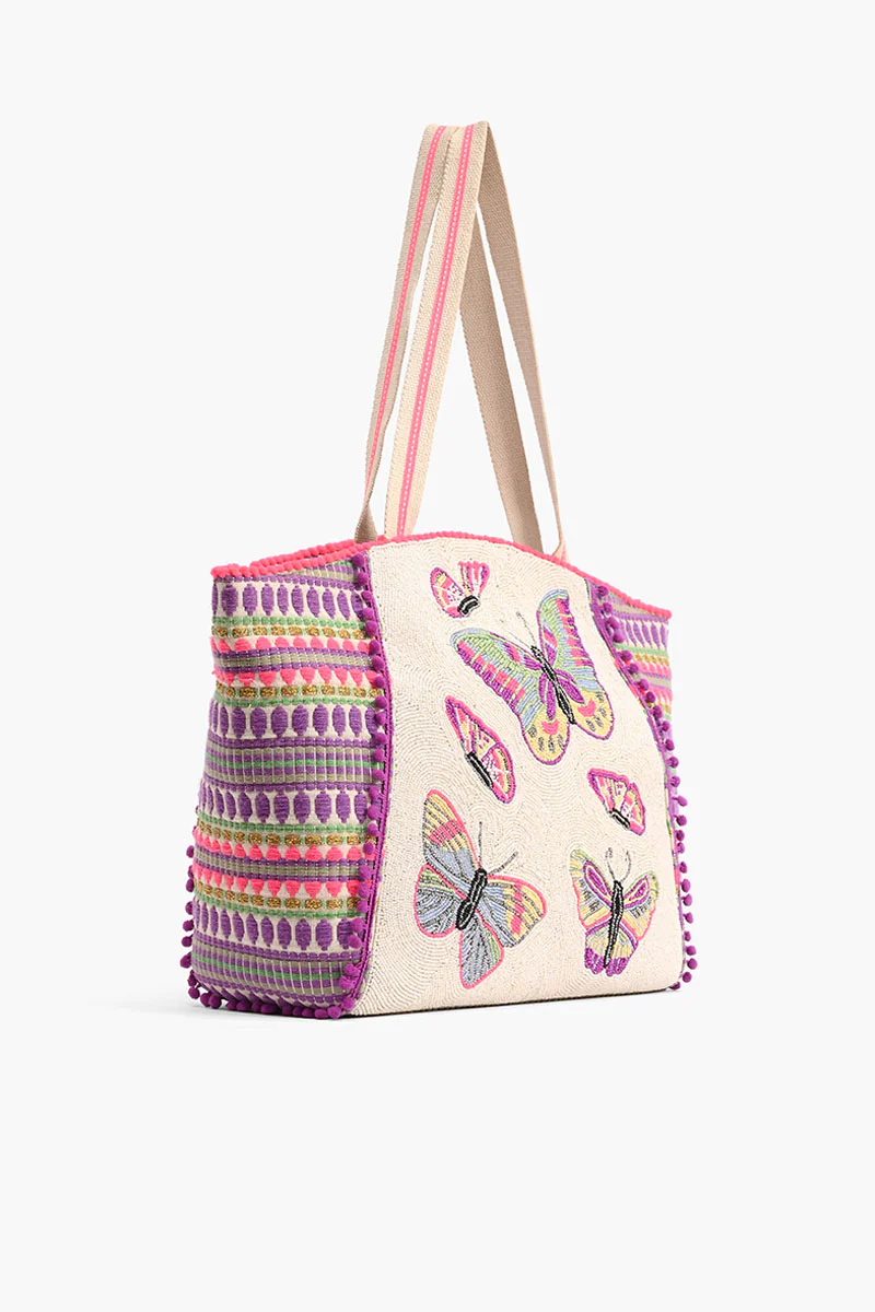 Rosebloom Butterfly Beaded Tote
