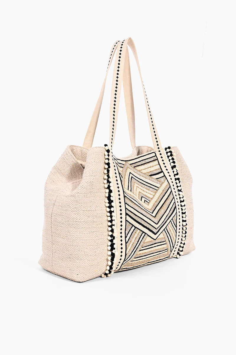 Golden Glam Hand Beaded Metallic  Tote